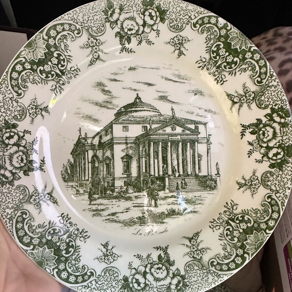 Vintage Green Transferware 12 bowls, salad & dinner plates Auova FONTEBASSO SPA